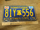 Vtg 1975 1976 Pennsylvania License Plate 81Y 556 Nice Shape!