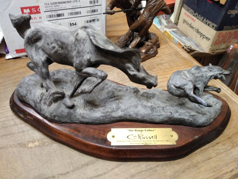 Vtg 1982 Signed Sculpture The Range Father by CM Russell Dave Grossman Designs