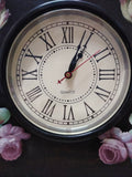 Hand Painted Wood Quartz Mantle Carriage Clock Distressed Roman Numerals Works!