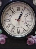 Hand Painted Wood Quartz Mantle Carriage Clock Distressed Roman Numerals Works!