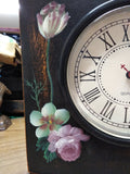 Hand Painted Wood Quartz Mantle Carriage Clock Distressed Roman Numerals Works!