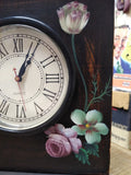 Hand Painted Wood Quartz Mantle Carriage Clock Distressed Roman Numerals Works!