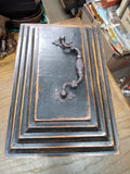 Hand Painted Wood Quartz Mantle Carriage Clock Distressed Roman Numerals Works!