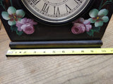 Hand Painted Wood Quartz Mantle Carriage Clock Distressed Roman Numerals Works!