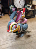 Vtg Wind Up Hopping Bunny Rabbit w/Baby Litho Tin Toy Made In Japan Key Working!