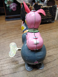 Vtg Wind Up Hopping Bunny Rabbit w/Baby Litho Tin Toy Made In Japan Key Working!