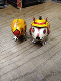 Vtg 2 Wind Up Hopping Mouse and Chick Litho Tin Toys Lot Yone Japan w/Key Works!