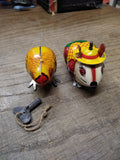 Vtg 2 Wind Up Hopping Mouse and Chick Litho Tin Toys Lot Yone Japan w/Key Works!
