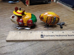 Vtg 2 Wind Up Hopping Mouse and Chick Litho Tin Toys Lot Yone Japan w/Key Works!