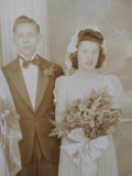 Vtg 1940's Black/White Wedding Party Photo Bride Groom Attendants Pittsburgh Pa!