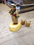 Vtg Asian Woman Carrying Buckets Resin Figurine Sculpture Japan