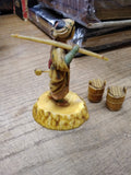 Vtg Asian Woman Carrying Buckets Resin Figurine Sculpture Japan