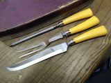 Vtg Washington Forge 3 Pc Carving Set Knife Fork Sharpener Bakelite Original Box