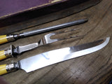 Vtg Washington Forge 3 Pc Carving Set Knife Fork Sharpener Bakelite Original Box