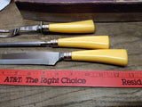 Vtg Washington Forge 3 Pc Carving Set Knife Fork Sharpener Bakelite Original Box