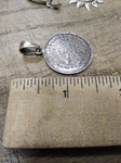 Vtg 925 Sterling Silver Aztec Sun Calendar Necklace Pendant Charm 1.5 inch