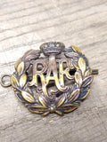 Vtg RAF Royal Air Force WW2 Brass Cap Badge Original 2 Lug Cotter Pin Military