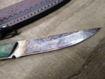 Custom Made Damascus Steel Fixed Blade Knife 4" Blade 3.5" Wood Handle w/Sheath