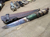 Custom Made Damascus Steel Fixed Blade Knife 4" Blade 3.5" Wood Handle w/Sheath