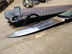 Custom Made Damascus Steel Fixed Blade Knife 4" Blade 3.5" Wood Handle w/Sheath