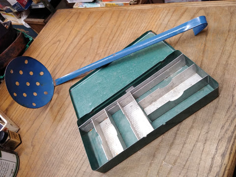 Vtg 2 Pc Fishing Tackle Box and Long Handle Ice Scoop Lot