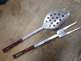 Vtg 2 Piece Lot MCM Stanhome Stainless Steel Meat Fork and Slotted Spoon Nice!