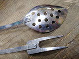 Vtg 2 Piece Lot MCM Stanhome Stainless Steel Meat Fork and Slotted Spoon Nice!