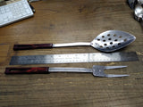 Vtg 2 Piece Lot MCM Stanhome Stainless Steel Meat Fork and Slotted Spoon Nice!
