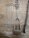 Vtg 7 Pc Kitchen Tool Lot Chicken Shears Tongs Nut Cracker Meat Fork Skewers