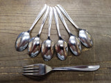 Vtg 7 Piece Fork Spoons Stainless Steel Oneida Community Twin Star Flatware Lot