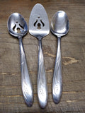 Vtg 3 Piece Slotted Serving Table Spoon Stainless Wheat Universal Flatware Lot