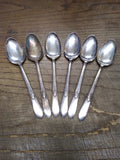Vtg 6 Pc Rogers International Silver Co Oval Spoon Flatware Lot Monogram W or M