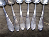 Vtg 6 Pc Rogers International Silver Co Oval Spoon Flatware Lot Monogram W or M