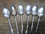 Vtg 6 Pc Rogers International Silver Co Oval Spoon Flatware Lot Monogram W or M