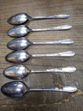 Vtg 6 Pc Rogers International Silver Co Oval Spoon Flatware Lot Monogram W or M