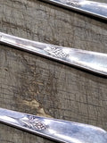 Vtg 6 Pc Rogers International Silver Co Oval Spoon Flatware Lot Monogram W or M