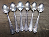 Vtg 6 Pc Tudor Plate By Oneida Community Art Deco Oval Spoon Flatware Lot