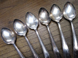 Vtg 6 Pc Tudor Plate By Oneida Community Art Deco Oval Spoon Flatware Lot