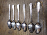 Vtg 6 Pc Tudor Plate By Oneida Community Art Deco Oval Spoon Flatware Lot