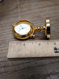 Vtg Elgin Gold Tone Globe Miniature Desk Vanity Clock Battery Working Very Nice!