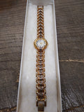 Vtg Women's Golden Quartz Wrist Watch Battery 7.5 in. Working w/Box Very Nice!