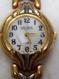 Vtg Women's Golden Quartz Wrist Watch Battery 7.5 in. Working w/Box Very Nice!