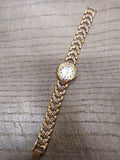 Vtg Women's Golden Quartz Wrist Watch Battery 7.5 in. Working w/Box Very Nice!
