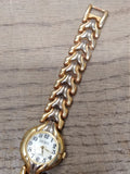 Vtg Women's Golden Quartz Wrist Watch Battery 7.5 in. Working w/Box Very Nice!