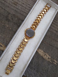 Vtg Women's Golden Quartz Wrist Watch Battery 7.5 in. Working w/Box Very Nice!