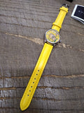Vtg NOS Women's Avon Tulip Dial Yellow Strap Quartz Watch 8" Working w/Box #1