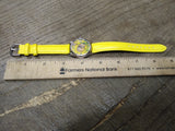 Vtg NOS Women's Avon Tulip Dial Yellow Strap Quartz Watch 8" Working w/Box #1