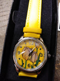 Vtg NOS Women's Avon Tulip Dial Yellow Strap Quartz Watch 8" Working w/Box #2
