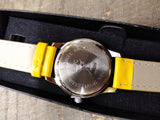 Vtg NOS Women's Avon Tulip Dial Yellow Strap Quartz Watch 8" Working w/Box #2