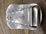 Vtg Wendell August Forge Hand Made Covered Bridge Oval Belt Buckle 3.25" USA!!